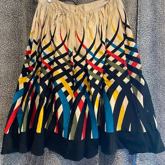 VOODOO VIXEN Colorful Vintage Style Geometric Patterned Skirt - Picture 2 of 4